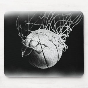 Tapis De Souris Art noir et blanc de basket-ball
