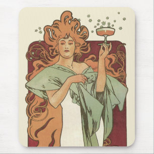 Tapis De Souris Art Nouveau vintage, Champagne par Alphonse Mucha