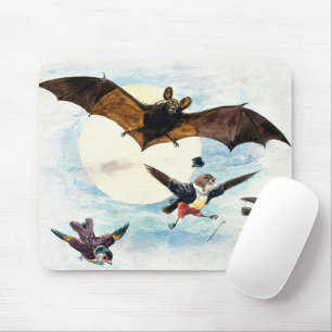 Tapis De Souris Art Nouveau vintage chauve-souris et oiseaux habil