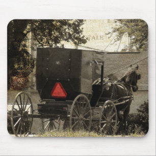 Tapis De Souris Art numérique de carte postale Amish Horse et Bugg