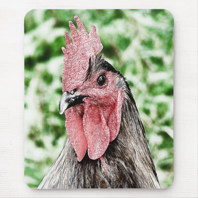Tapis De Souris Art numérique du coq bleu (Devant)