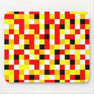 Tapis De Souris Art Pixel À damiers au hasard - Rouge et Jaune