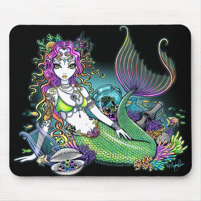 Tapis De Souris Art tropical Mousepad de sirène d'arc-en-ciel de (Devant)