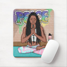 Tapis De Souris Art urbain | Jolie femme faisant la méditation