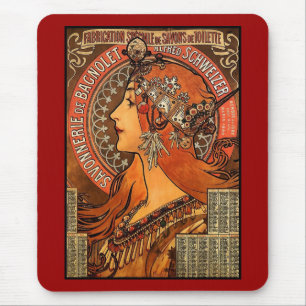 Tapis de souris Art Vintage Alfons Mucha F Champen