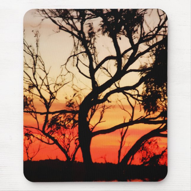 Tapis De Souris Art Vivant : Sunset Nature Silhouette Mousepad (Devant)
