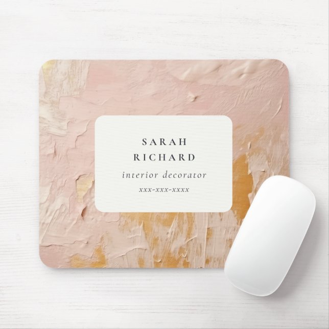 Tapis De Souris Artisan classique Bush Pink Gold Paint Business (Avec souris)