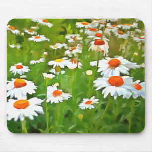 Tapis De Souris Artistic Bright and Colorful White Garden Daisies