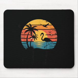 Tapis De Souris Aruba Une île heureuse Flamingo Sunset Rétro