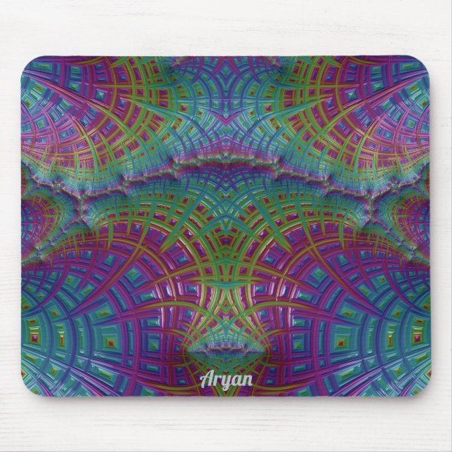 Tapis De Souris ARYAN ~ Zany Shades Purple Blue Green Aqua ~ (Devant)