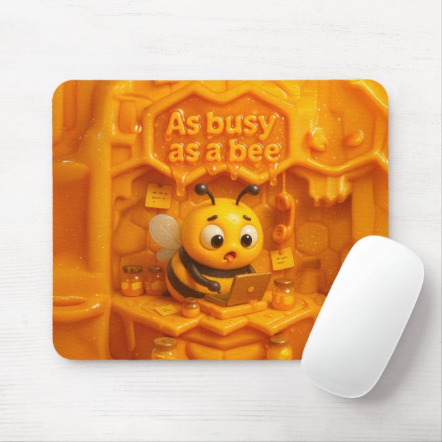 Tapis De Souris As busy as a bee – cute productivity bee at work (Avec souris)