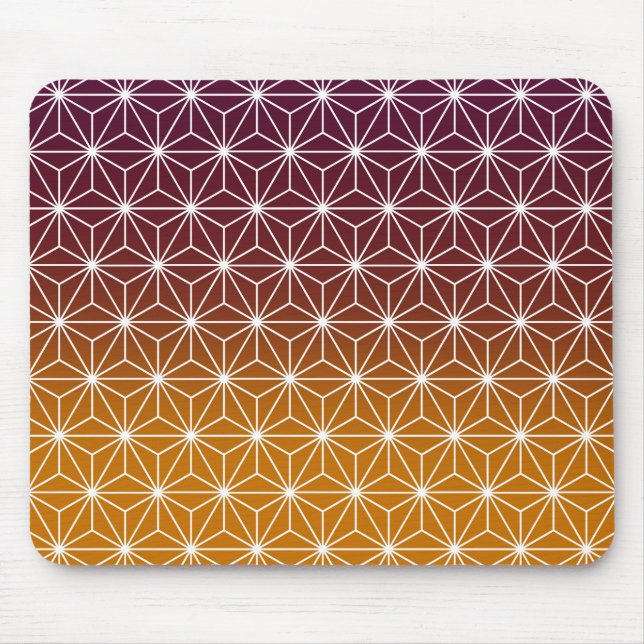 Tapis De Souris Asanoha japonais traditionnel Imprimé Bourgogne et (Devant)