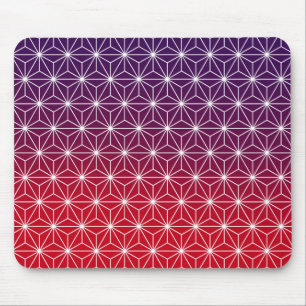 Tapis De Souris Asanoha japonais traditionnel Rouge et pourpre