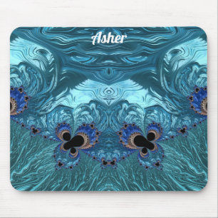 Tapis De Souris ASHER ~ Blue Aqua et Black Design