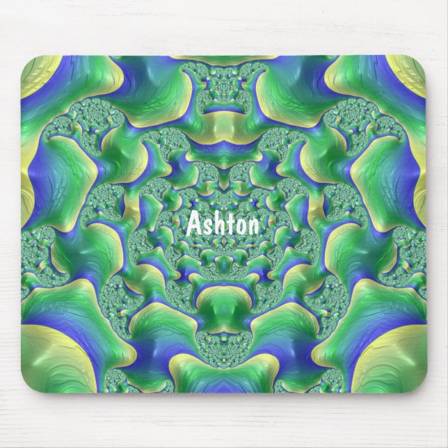 Tapis De Souris ASHTON ~ Zany Vert, jaune et bleu (Devant)