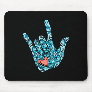 Tapis De Souris ASL Langue des signes Je t'aime Gésture Coeur Sour