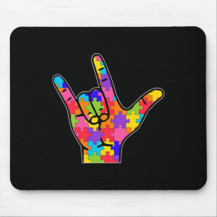 Tapis De Souris ASL Love Langue des signes Autisme Cadeau Conscien