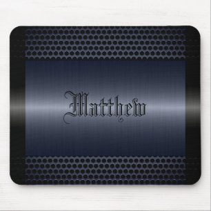 Tapis De Souris Aspect métallique gris brillant en acier inoxydabl
