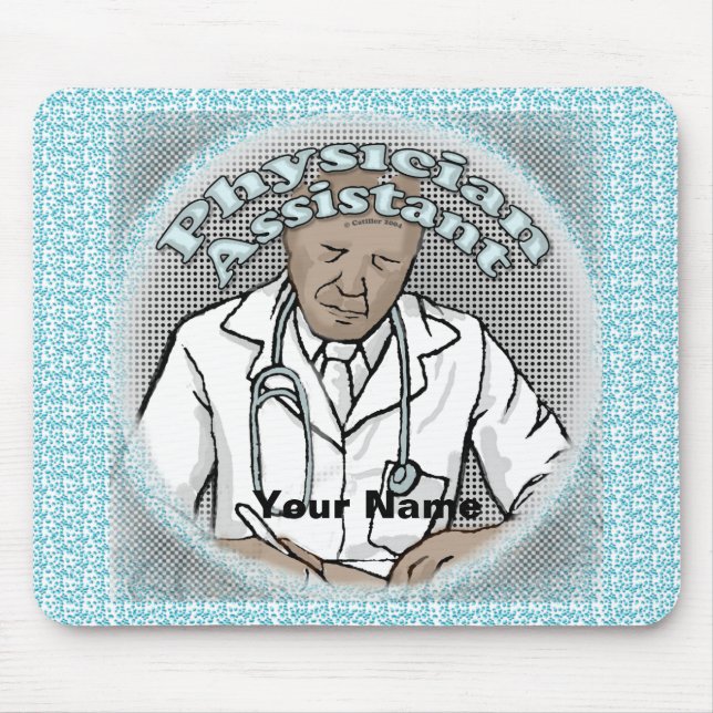 Tapis De Souris Assistant de médecine masculine noire (Devant)