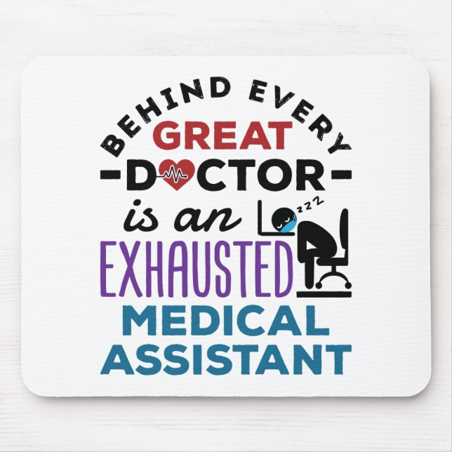 Tapis De Souris Assistant Médicale Exhausted Funny Appréciation (Devant)