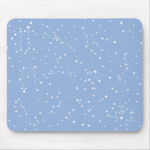 Tapis De Souris Astrologie Pastel Bleu Étoiles Constellation