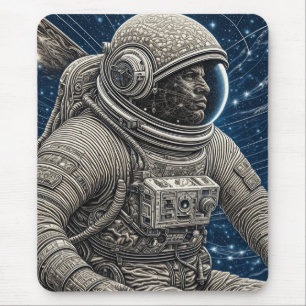 Tapis De Souris Astronaute d'art IA dans l'espace