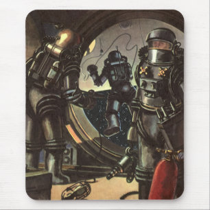 Tapis De Souris Astronautes de la science-fiction vintage en sorti