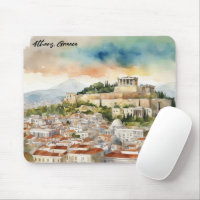 Athènes Grèce aquarelle peinture Panorama