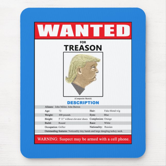 Tapis De Souris Atout Recherché drôle pour la trahison (Devant)