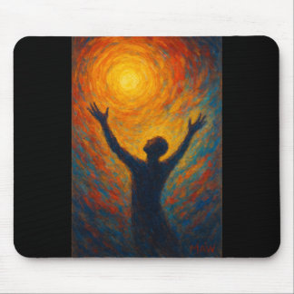 Tapis De Souris « Atteindre la lumière — Silhouette d'huile abstra