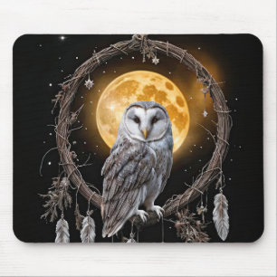 Tapis De Souris Attrape-rêves bohème de chouette avec Lune Mystiqu