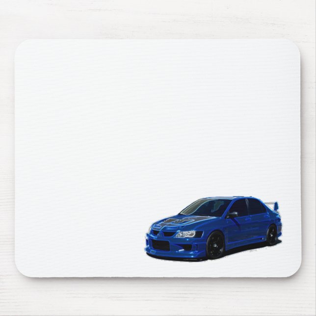 Tapis de souris au néon bleu de Mitsubishi Evo (Devant)