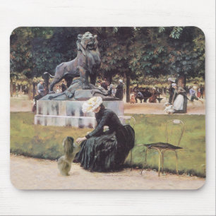 Tapis De Souris Au parc avec un Pékinois