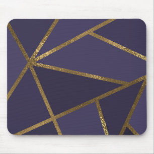 Tapis De Souris Aubergine Géométrique Bronze Or Doré Glamour Chic