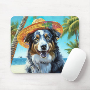 Tapis De Souris Australian Shepherd On Beach amoureux des chiens c