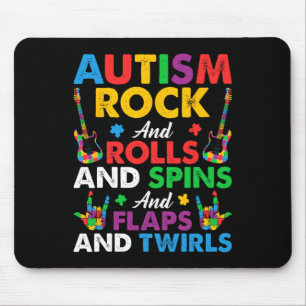 Tapis De Souris Autism Rock Roll Spin Twirls Guitare Puzzle Neurod