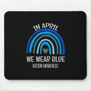 Tapis De Souris Autisme Arc-en-ciel En Avril Nous Portons Bleu Moi