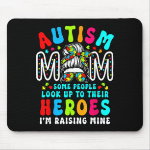 Tapis De Souris Autisme Maman Élever Héros Super Messy Bun Autisme