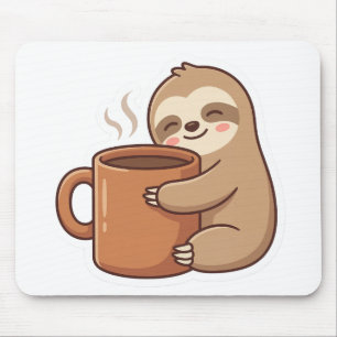Tapis De Souris Autocollant de café de paresseux mignon