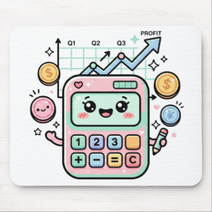 Tapis De Souris Autocollant Kawaii Calculatrice Finance Étudiant P
