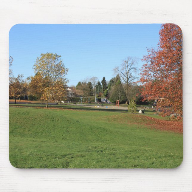 Tapis De Souris Automne, feuilles d'automne, arbres et ciel bleu (Devant)