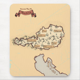 Tapis De Souris Autriche Carte Vintage illustrée