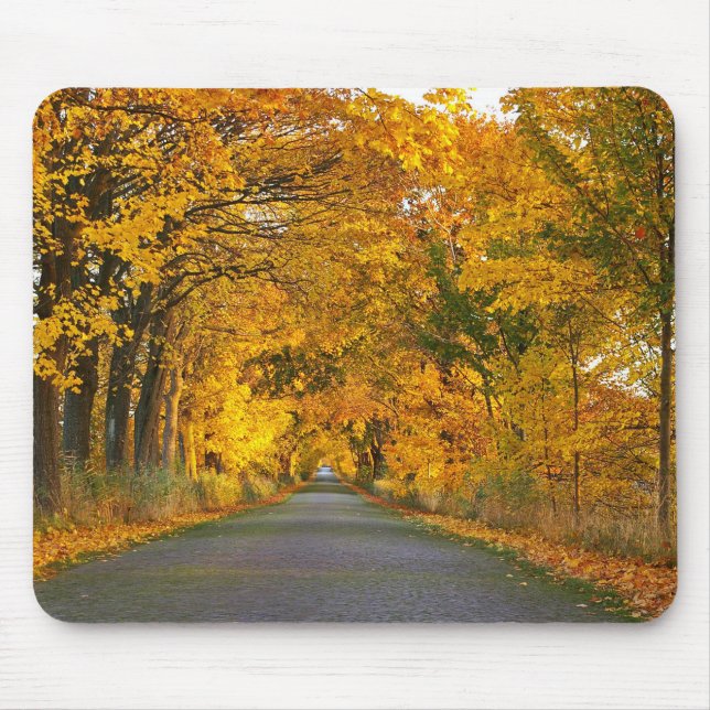 Tapis De Souris Autumn Avenue Trees Away Road (Devant)