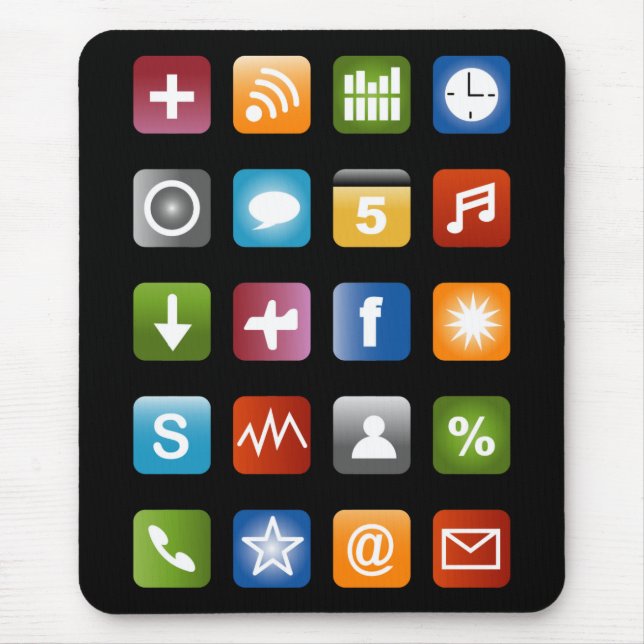 Tapis de souris avec icônes d'applications de smar (Devant)