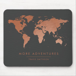 Tapis De Souris Aventure Carte du monde de cuivre moderne