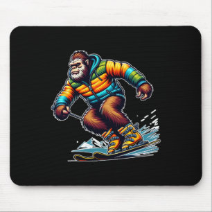 Tapis De Souris Aventure de ski Sasquatch Bigfoot Fun hiver