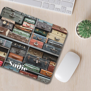 Tapis De Souris Aventures de voyage, valises vintage