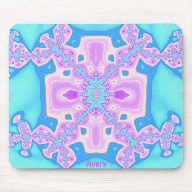 Tapis De Souris AVERY ~ Zany rose, pourpre et bleu (Devant)