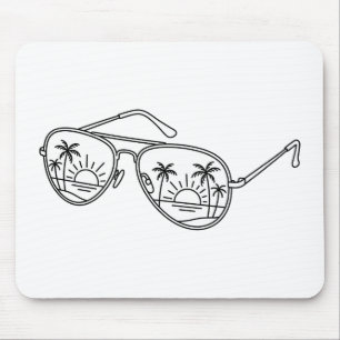 Tapis de souris Aviator Sunglasses Sunset Reflecti