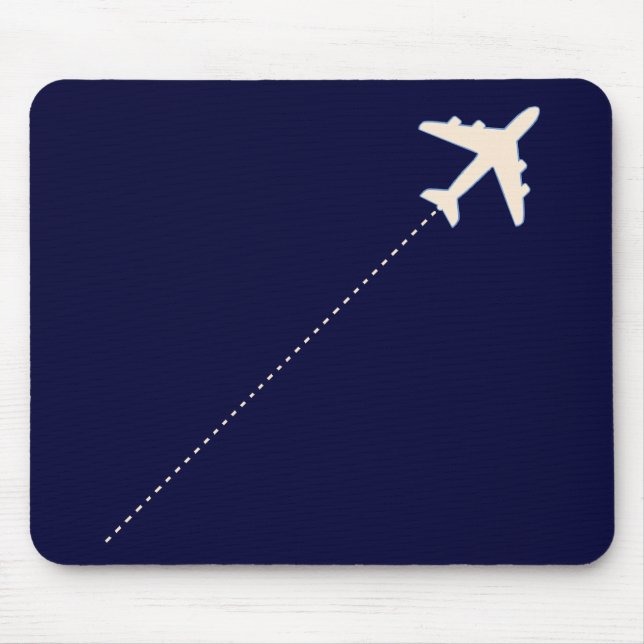 Tapis De Souris avion de voyage avec ligne pointillée (Devant)